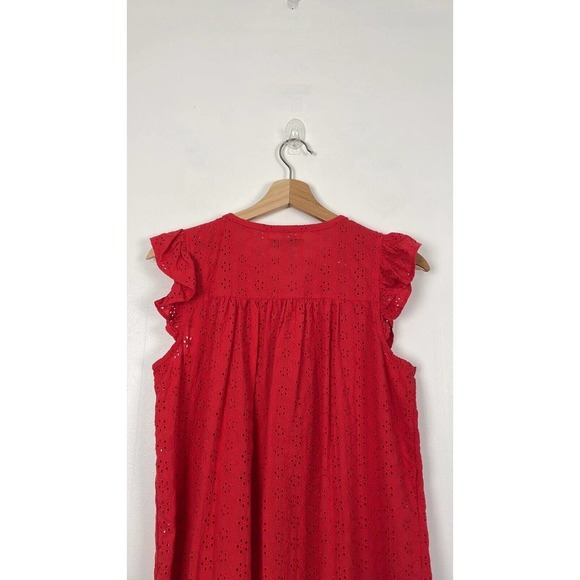 Madewell Eyelet Summer Lace Crochet Button Down Loose Blouse Bell-Sleeve Shirt S - Picture 4 of 6